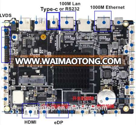 Type c Hdm Mipi lvds 6 core 2.0Ghz rk3399 motherboard Android 7.1 Board